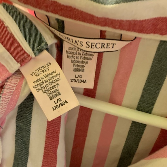 Victorias Secret Candy Striped Pajama Set Shorts Button Up - Picture 2 of 6